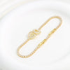 Copper 18K Gold Plated Inlay Heart Shape Zircon Bracelets