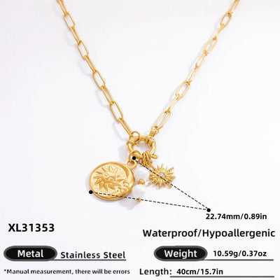 Jewelry Vintage Style Classic Style Sun 304 Stainless Steel Plating Pendant Necklace
