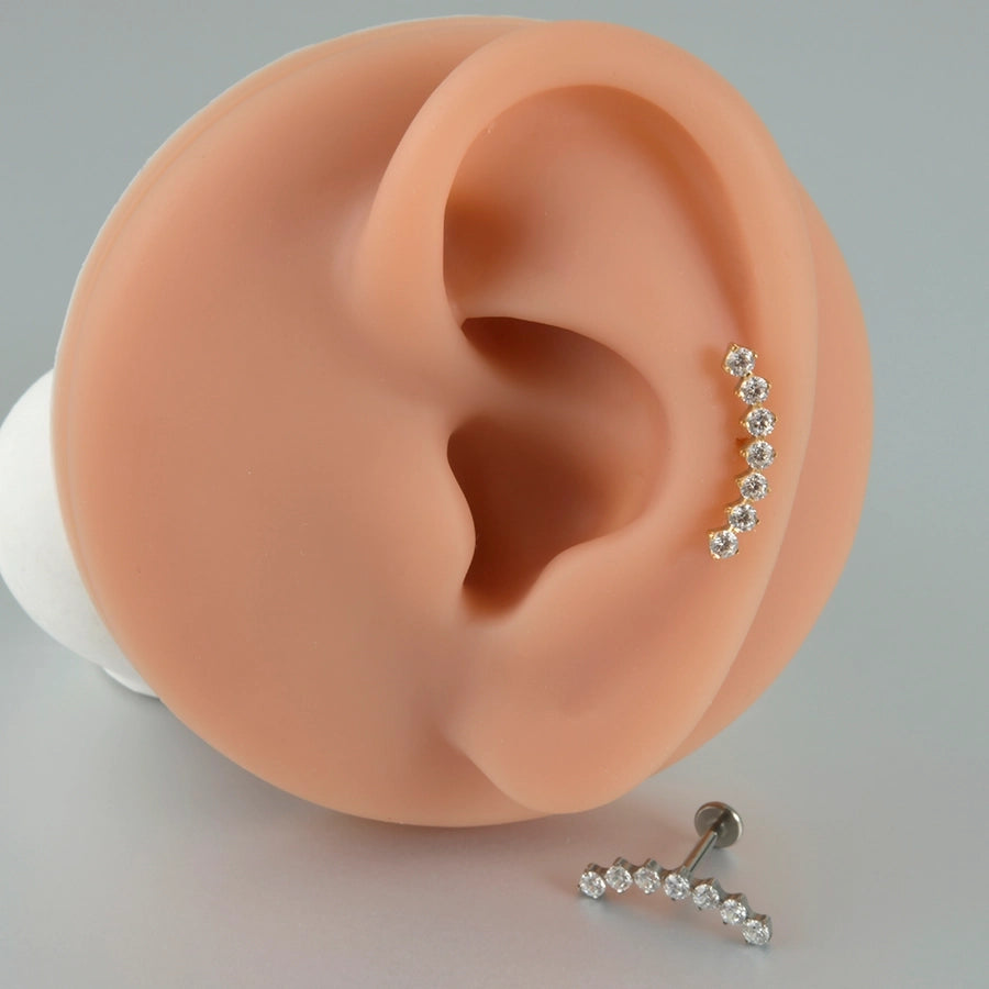 1 Piece Lip Rings Elegant Vacation Tropical Moon G23 Titanium Alloy Plating Inlay Zircon 18K Gold Plated Lip Rings Ear Cartilage Rings & Studs