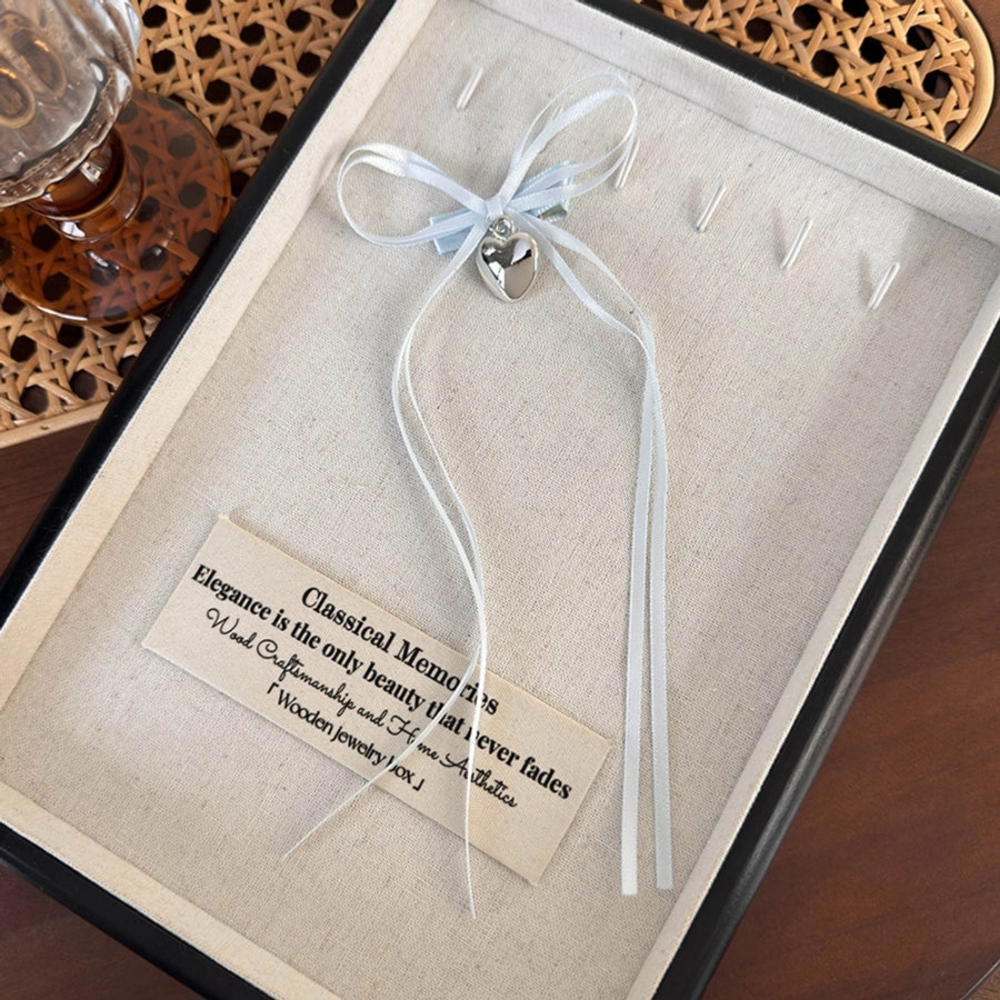 Women's Princess Cute Sweet Heart Shape Bow Knot Cloth Hair Clip