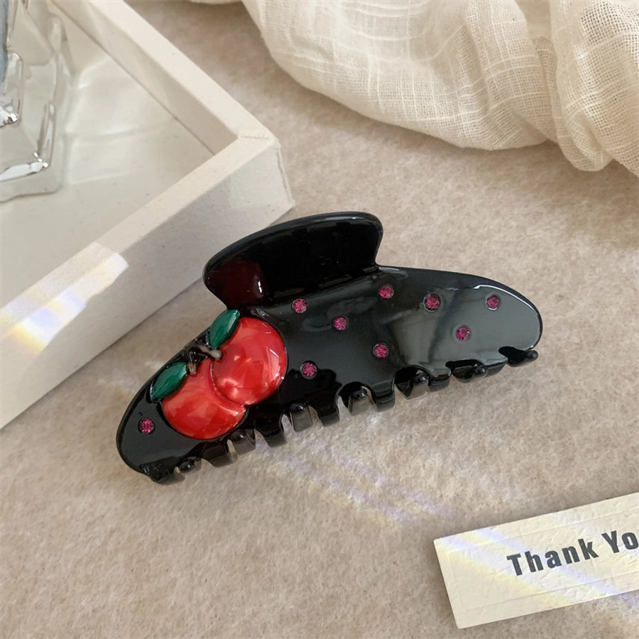 Women's Korean Style Pumpkin Color Block Cherry Acetic acid sheets Hair Claws