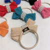 autumn and winter new bow wool simple headband female online influencer ins rubber band female hair tie pearl tie waist hair ring