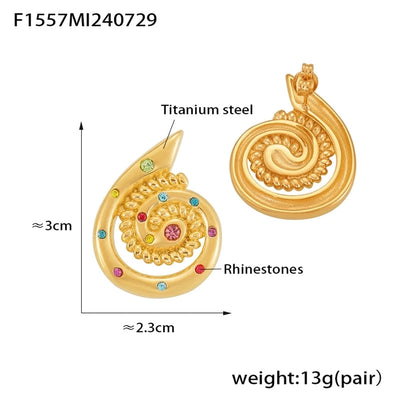 1 Pair Casual Elegant Modern Style Spiral Plating Inlay Titanium Steel 18K Gold Plated Ear Studs
