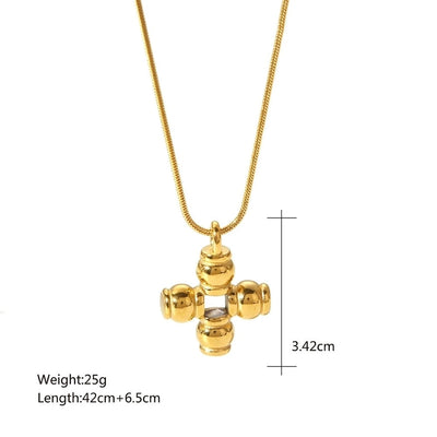 Jewelry Elegant Simple Style Cross 304 Stainless Steel 18K Gold Plated Plating Pendant Necklace