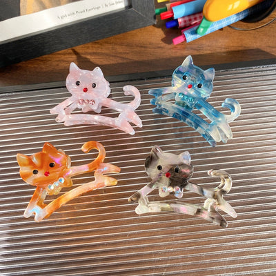 New Cute Cat Acetate Hollow out Grip Sweet Gentle and  Elegant Hair Clip Personalized Hair Accessories Headdress for Women