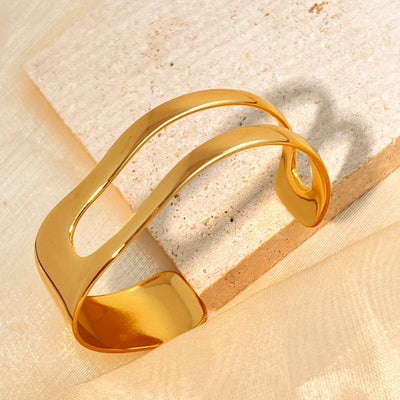 Elegant Solid Color 304 Stainless Steel 18K Gold Plated Bangle In Bulk