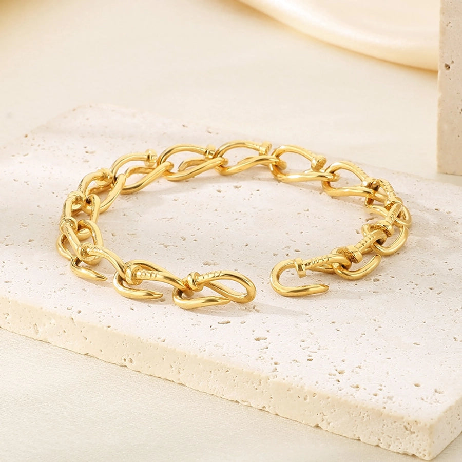 Vintage Style Geometric 304 Stainless Steel 18K Gold Plated Bracelets In Bulk