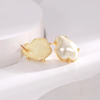 Gao Ding series Baroque special-shaped pearl earrings s925 silver needle temperament elegant personality retro earrings