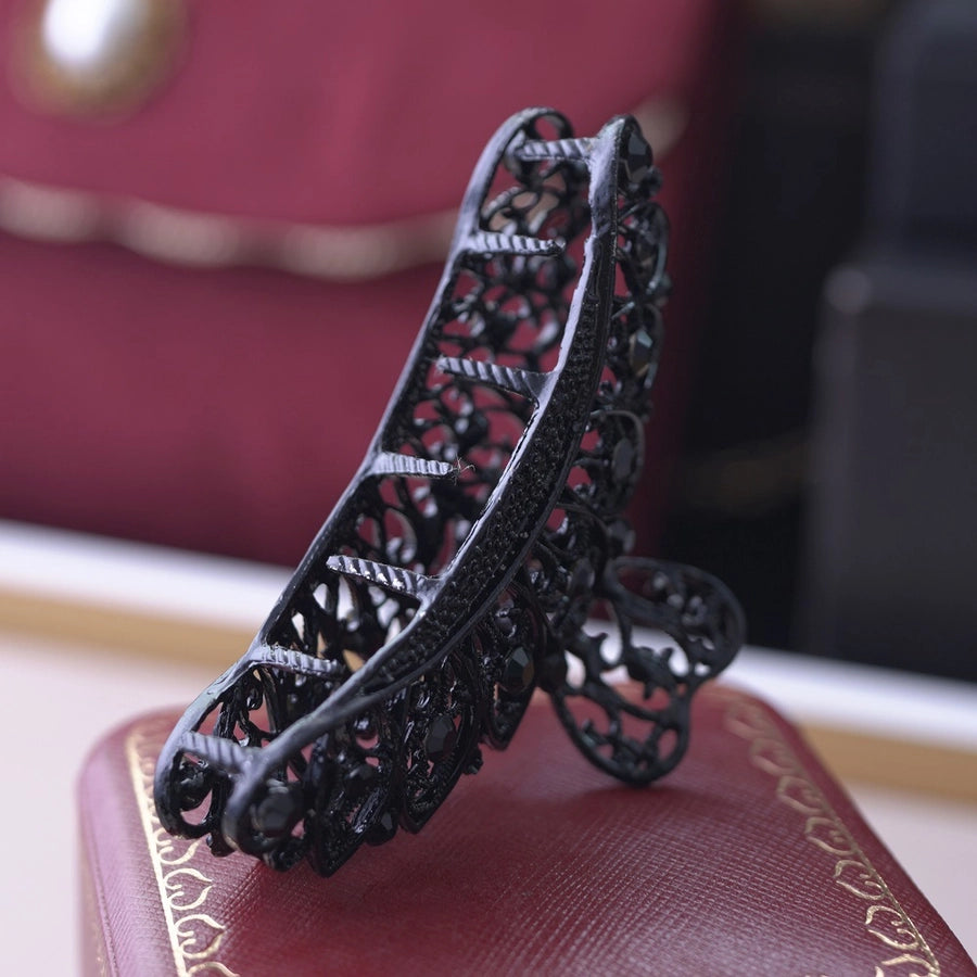 retro waves metal inlay rhinestones hair claws