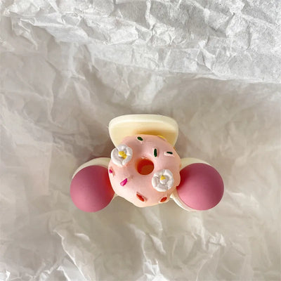 Cute Grab Clip Summer Hairpin Atmosphere Sense Rose Pink Flower Hair Grab Cherry Butterfly Plate Hair Grab Edge Hairpin