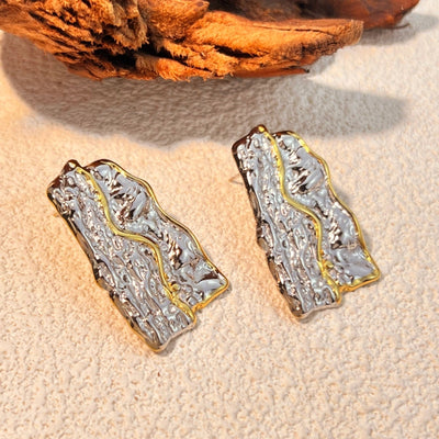 1 Pair Retro Classic Style Color Block Mixed Metal Plating 304 Stainless Steel 18K Gold Plated Ear Studs