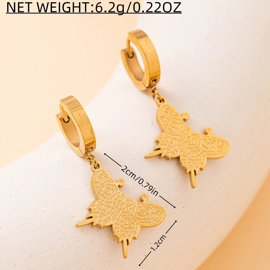 1 Pair Retro Simple Style Butterfly 201 Stainless Steel Drop Earrings