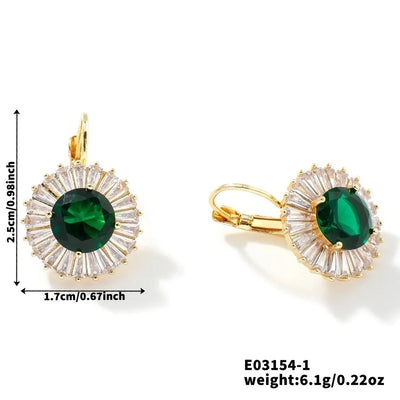 1 Pair Glam Shiny Korean Style Round Inlay Copper Zircon K Gold Plated Rhodium Plated Ear clip