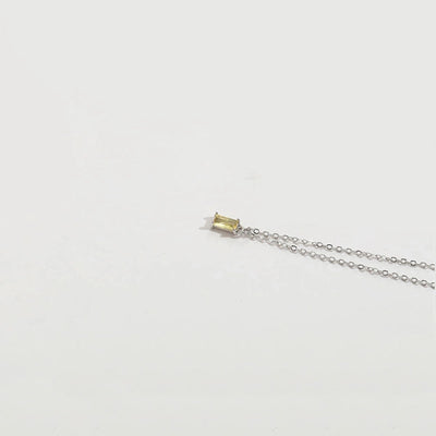 Copper 14K Gold Plated Inlay Rectangle Zircon Pendant Necklace