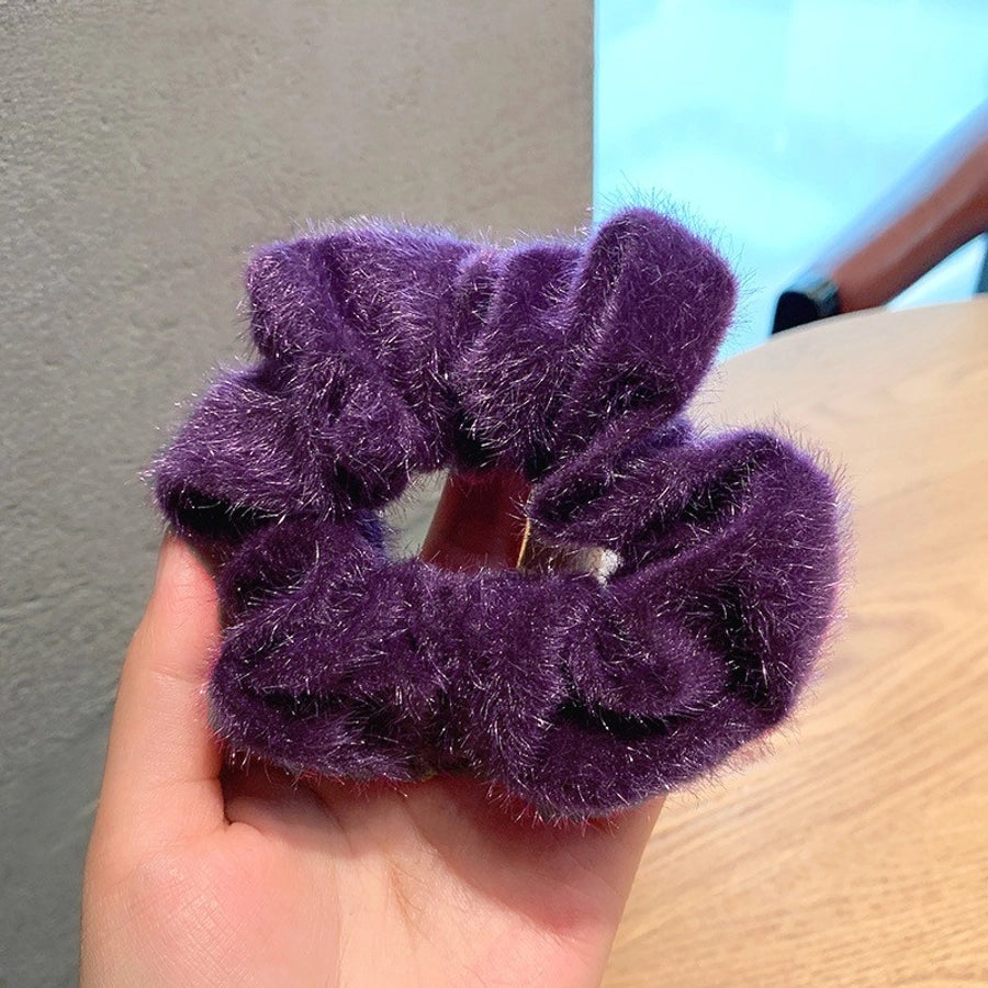 cute solid color cloth flannel hair tie