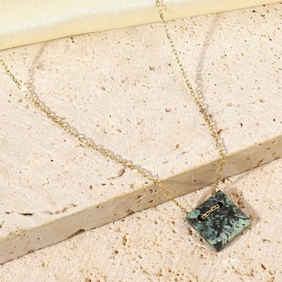 Jewelry Vintage Style French Style Simple Style Geometric Titanium Steel Natural Stone 14K Gold Plated Plating Pendant Necklace