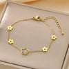 Vintage Style Streetwear Flower 304 Stainless Steel 18K Gold Plated Bracelets In Bulk