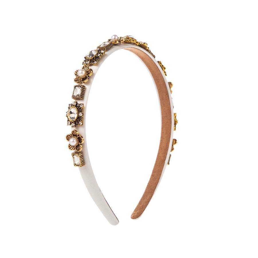 elegant luxurious pearl flower alloy cloth inlay rhinestones pearl hair band