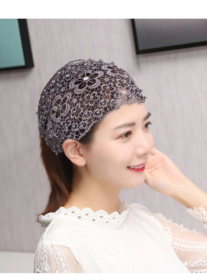 Plum Blossom Hollow Hair Band Nail Beads Shake Voice Internet Celebrity Wide Edge Pressed Hair Covering White Hair Headband Women's Headdress Headgear Hair Band