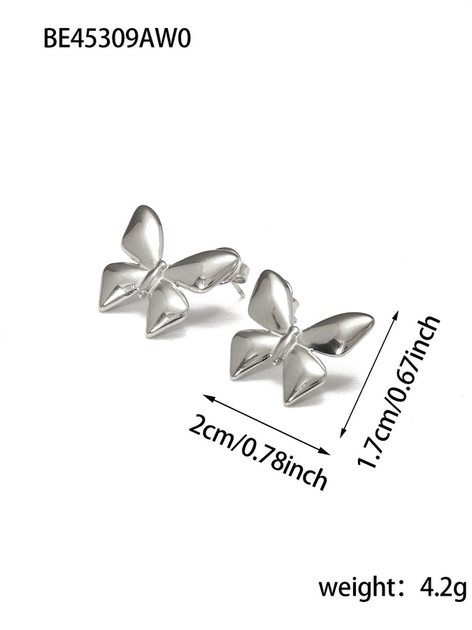 1 Pair Elegant Bow Knot 304 Stainless Steel 18K Gold Plated Drop Earrings