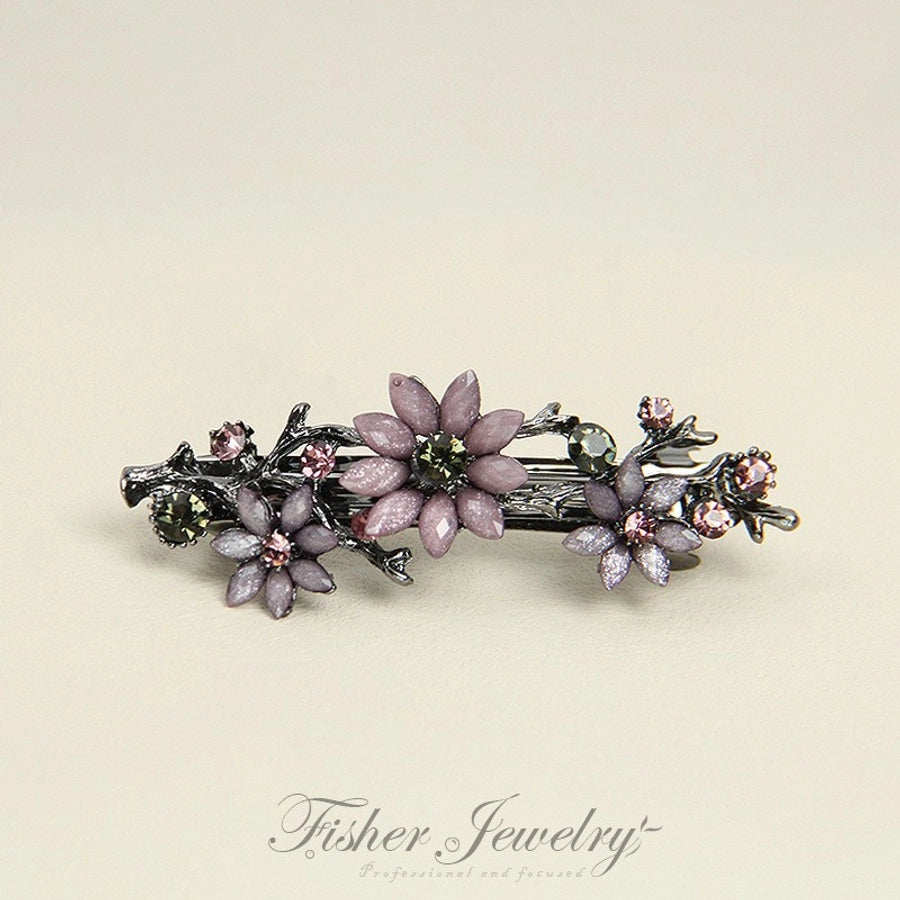 elegant flower rhinestone handmade diamond hair clip