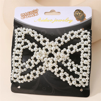 Women's Simple Style Solid Color Plastic Resin Beaded Insert comb