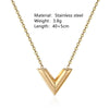 Jewelry Elegant Simple Style V Shape Titanium Steel 18K Gold Plated Bracelets Earrings Necklace