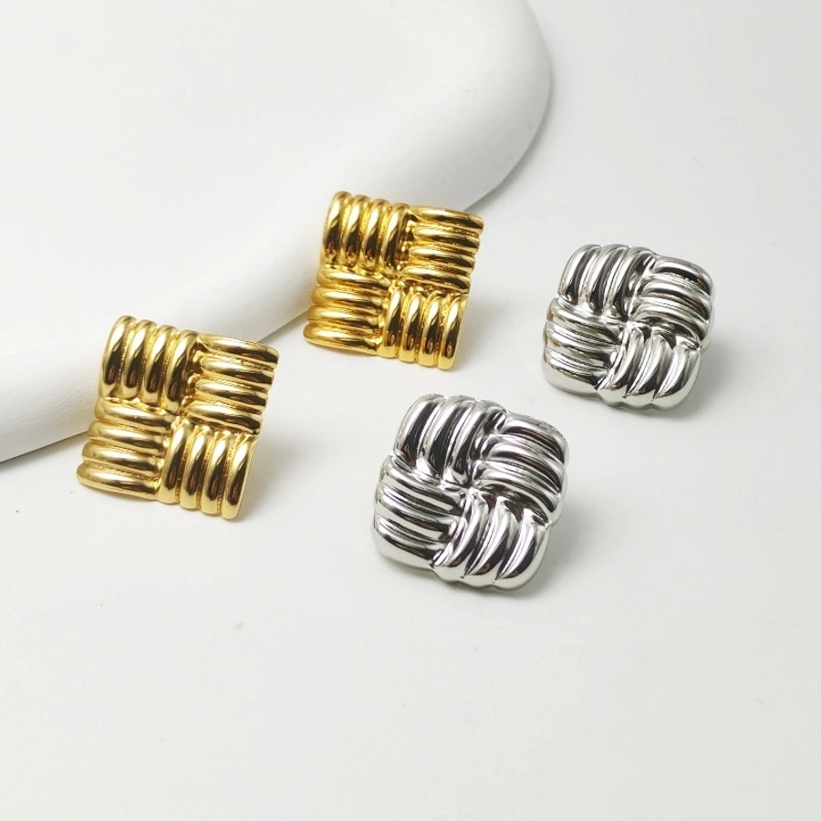 1 Pair Elegant Simple Style Commute Stripe Side Stripe 304 Stainless Steel 18K Gold Plated Ear Studs