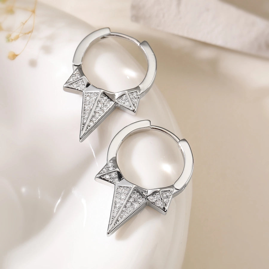 1 Pair Punk Simple Style Commute Geometric Plating Inlay Copper Zircon Earrings