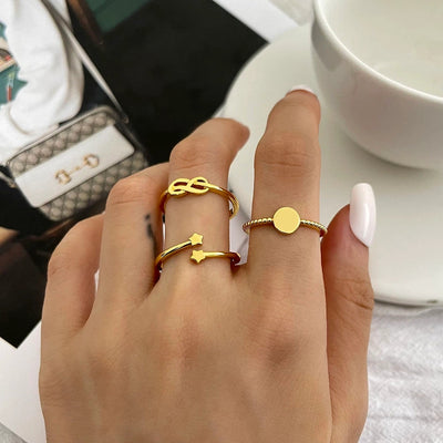 Copper 18K Gold Plated Criss Cross Infinity Open Rings
