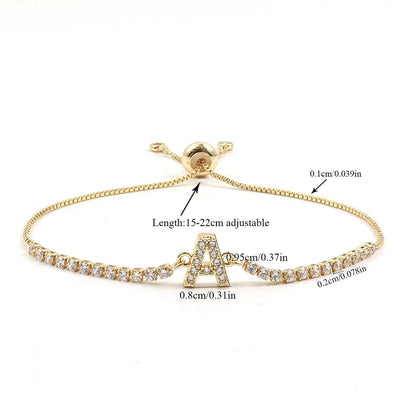 Copper Inlay Letter Zircon Bracelets