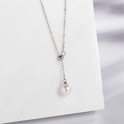 Jewelry Vintage Style Simple Style Classic Style Round 304 Stainless Steel Pearl Gold Plated Inlay Pendant Necklace