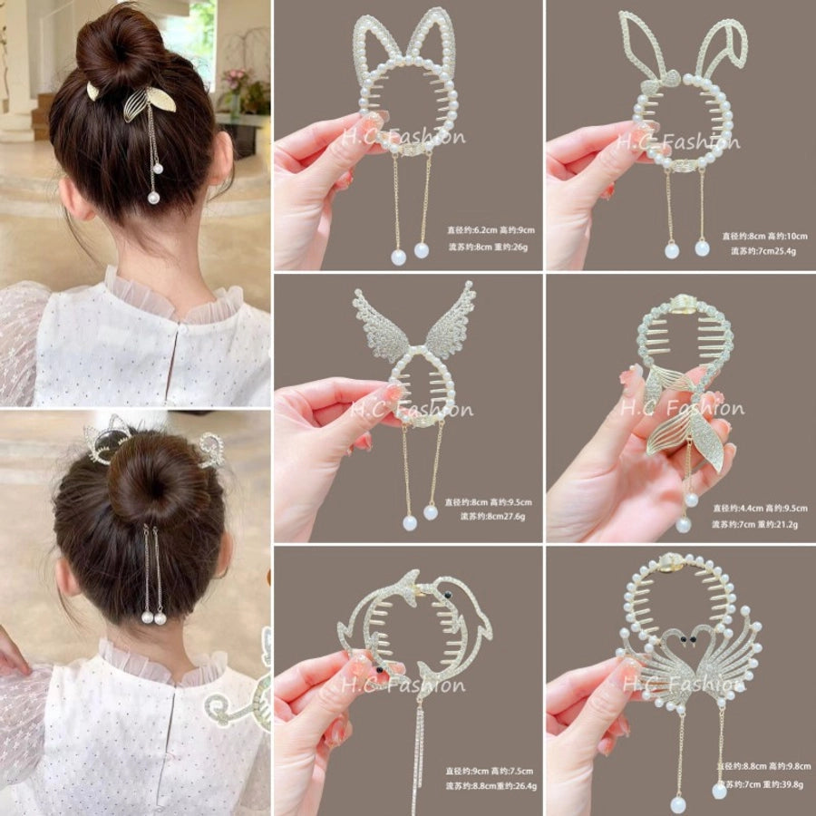 Children's ball head fixed artifact Pearl Rhinestone grip clip does not hurt the hair back of the head ponytail buckle girl hairpin headdress