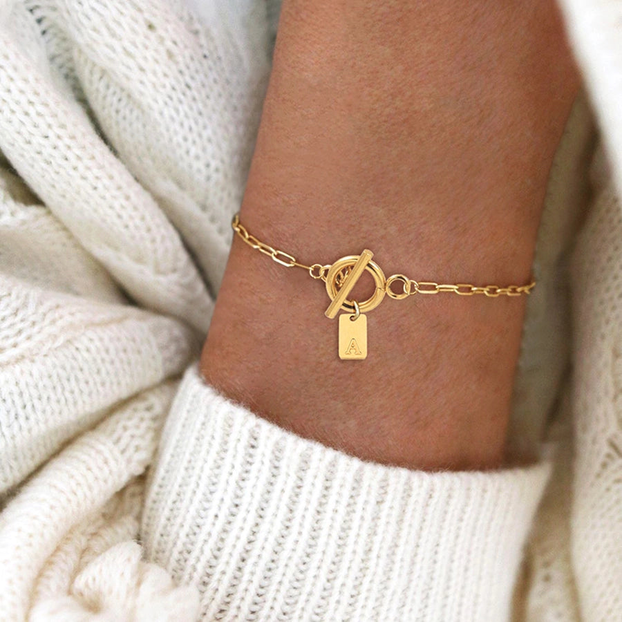 Elegant Simple Style Classic Style Letter Rectangle 201 Stainless Steel 304 Stainless Steel Bracelets In Bulk