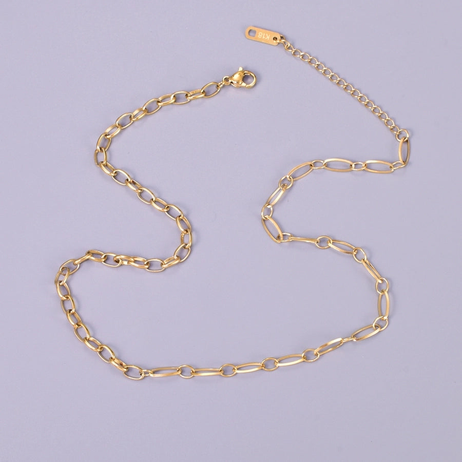 Jewelry Simple Style Classic Style Geometric Titanium Steel 18K Gold Plated Necklace