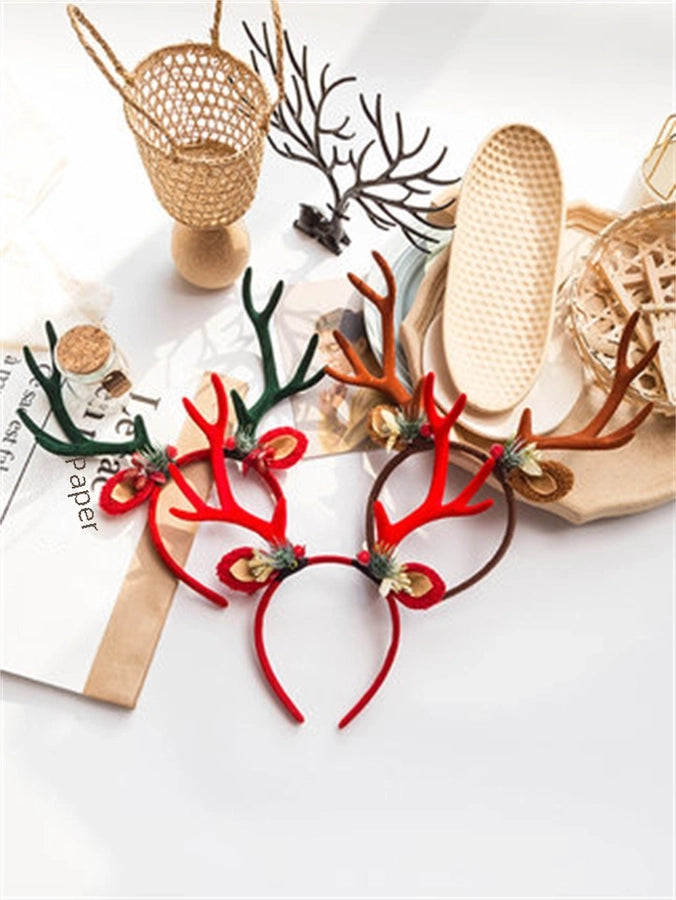 Internet Celebrity  Christmas Girl Heart Christmas Hair Band Cute Elk Horn Hair Accessories Pressure Hair Band