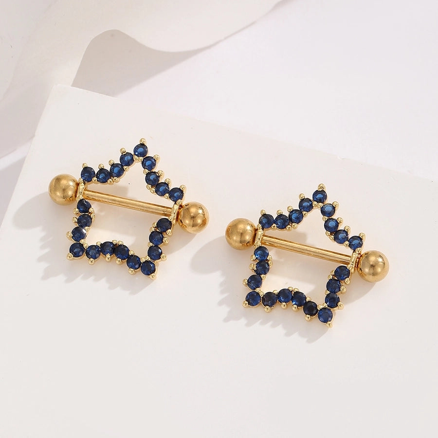 Ear Cartilage Rings & Studs Y2K Modern Style Pentagram 304 Stainless Steel Inlay Zircon Ear Cartilage Rings & Studs