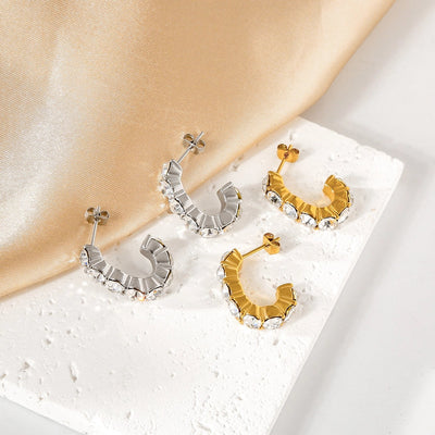 1 Pair Elegant C Shape 316 Stainless Steel  18K Gold Plated Ear Studs