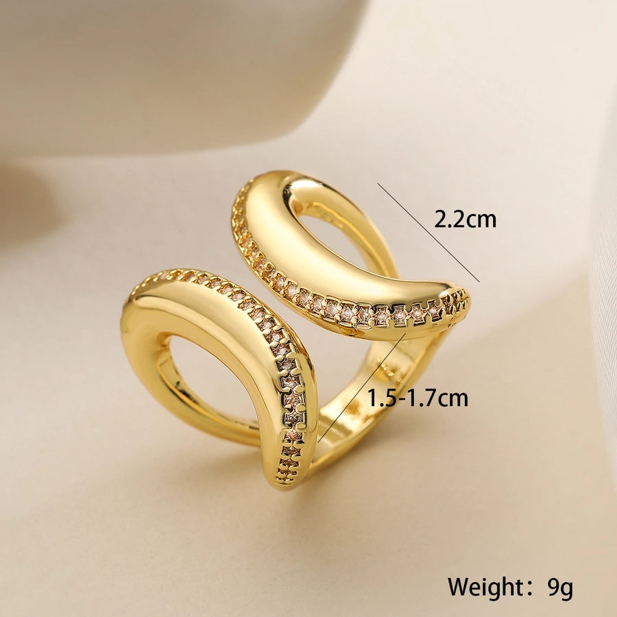 Copper Plating Inlay Geometric Zircon Open Rings