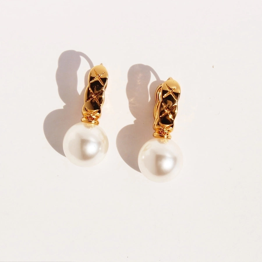 Brass Plating Geometric Pearl Earrings