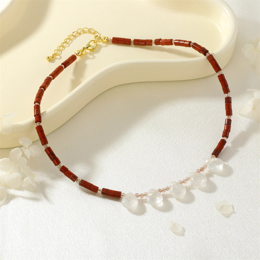 Ethnic Style Water Droplets natural stone Copper Pendant Necklace In Bulk