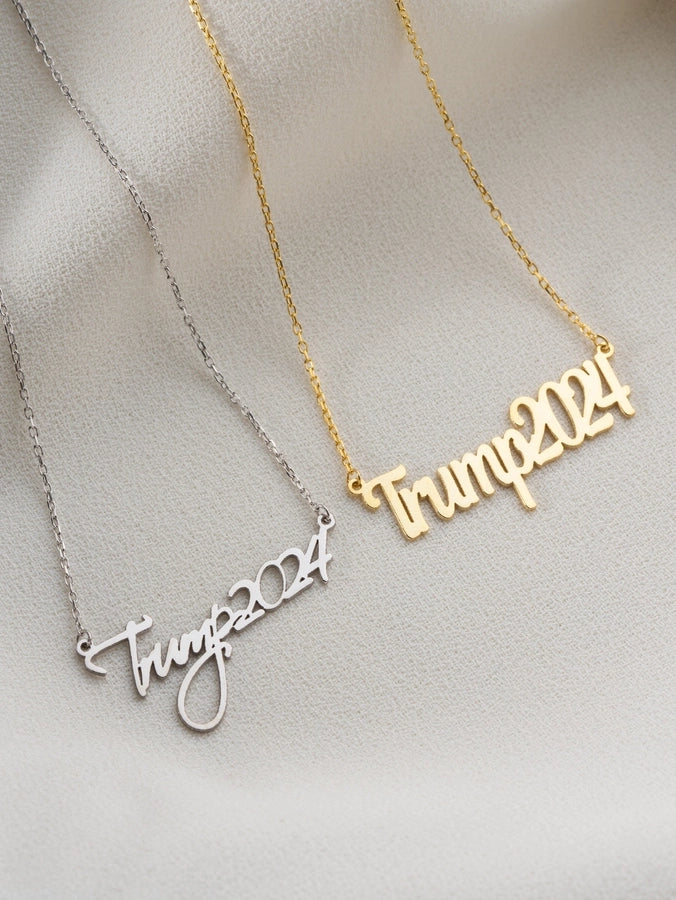 Jewelry Retro Funny Novelty Donald Trump Letter 316 Stainless Steel  Pendant Necklace
