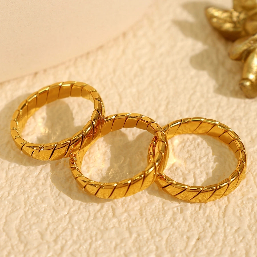 Jewelry Elegant Round 304 Stainless Steel 18K Gold Plated Polishing Plating Rings