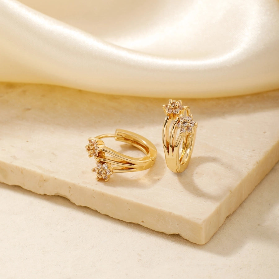 1 Pair Elegant Basic Geometric Inlay Copper Zircon K Gold Plated Rhodium Plated Ear clip