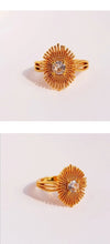 Brass 24K Gold Plated Irregular Inlay Geometric Fireworks Zircon Rings