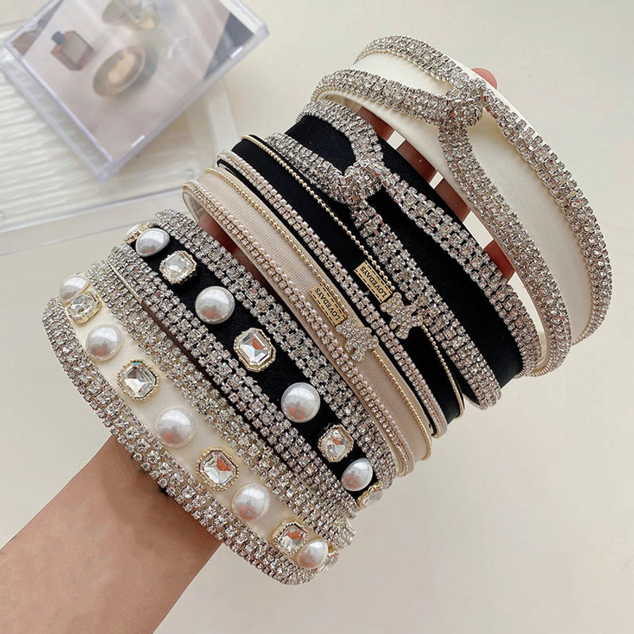 glam shiny u shape imitation pearl rhinestone hair band