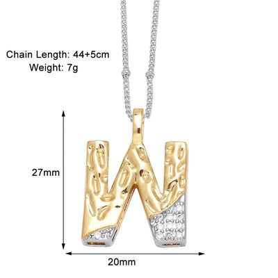 Jewelry Modern Style Simple Style letter 201 Stainless Steel Copper Zircon 18K Gold Plated Mixed Metal Inlay Pendant Necklace