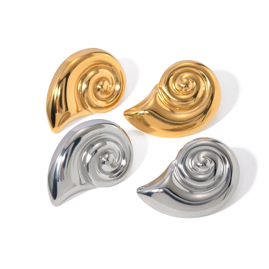 1 Pair Retro Conch 304 Stainless Steel Ear Studs