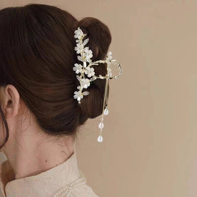 women's lady flower alloy inlay rhinestones hair claws