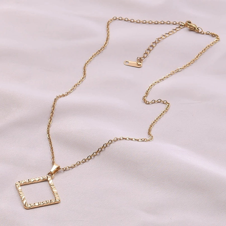 Jewelry Basic Simple Style Classic Style Square 304 Stainless Steel 18K Gold Plated Plating Pendant Necklace